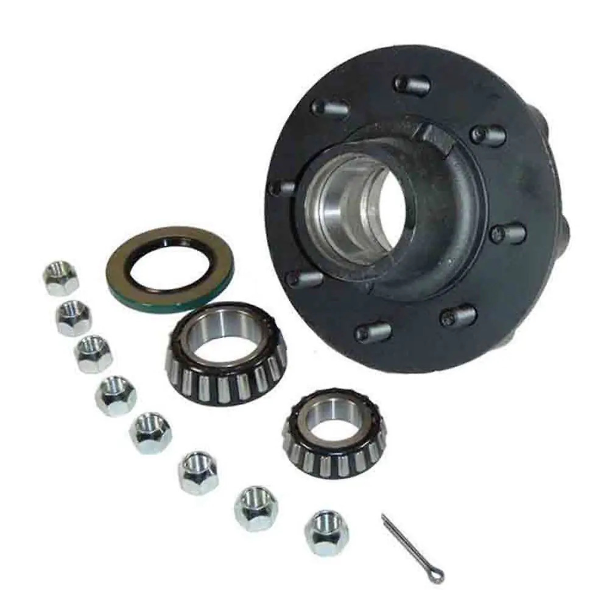 Rigid Hitch, 8-Bolt Idler Hub Kit for 1-3/4 To 1-1/4 Tapered Spindles, 8-Bolt on 6.5 inch Circle, For a 5,200lb to 6,000lb Axle, 3K lb Capacity per Hub, Complete Assembly with EZ-Lube Cap, Model# H-1208-04-EZ
